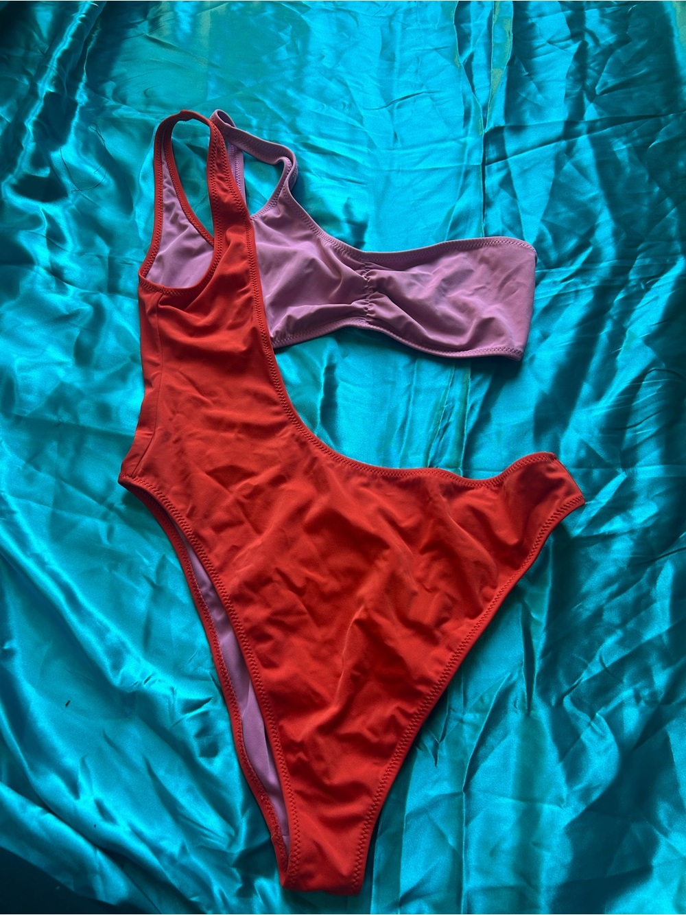 PacSun Red One-Piece Swimsuit with Pink Lining